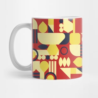 geometric pattern abstract  yellow red Mug